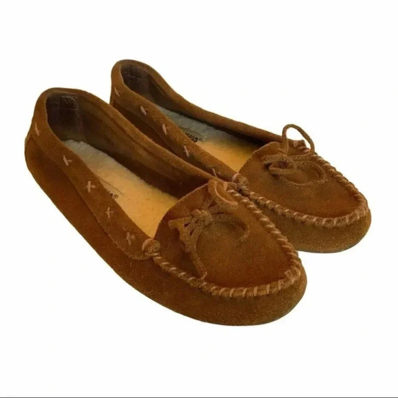 Minnetonka 6.5 brown suede‎ bohemian moccasin - Picture 2 of 7